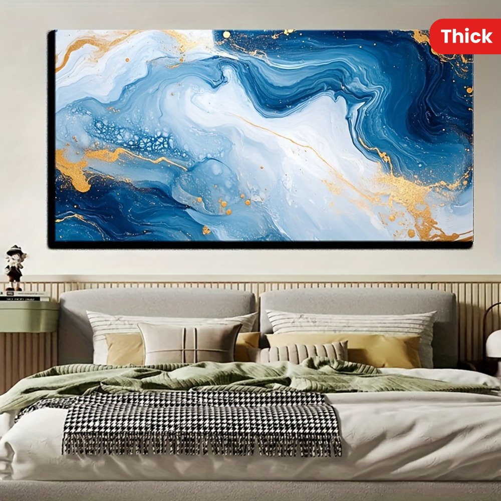 Art Print Framed - Solid wood frame Abstract blue wave