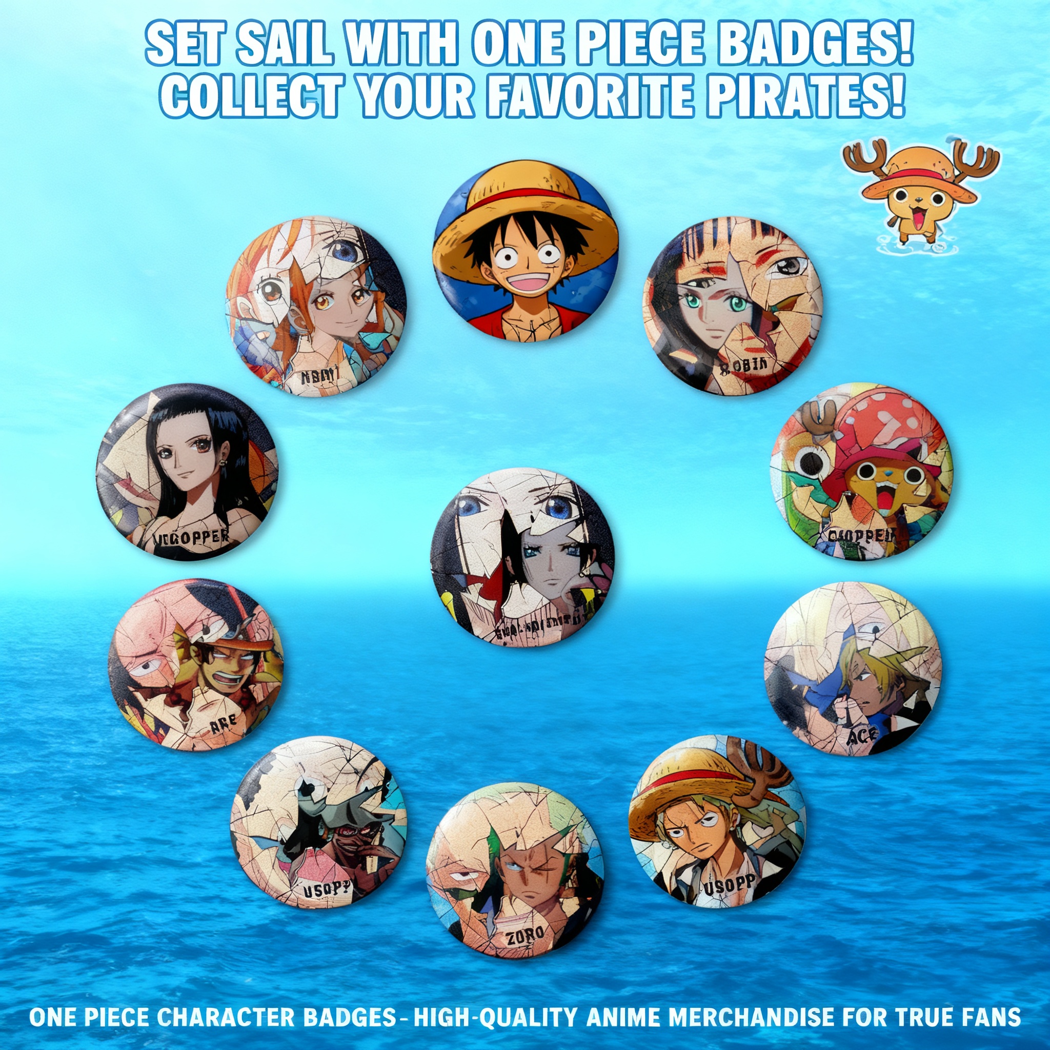 Anime Cosplay Merchandise - One Piece Anime Badge Pins Luffy