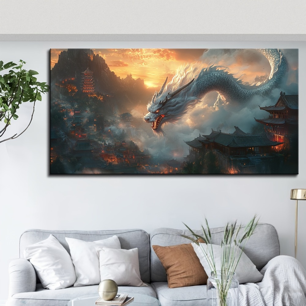 Vintage style Oriental Dragon  - Art Print Framed のレビューと価格