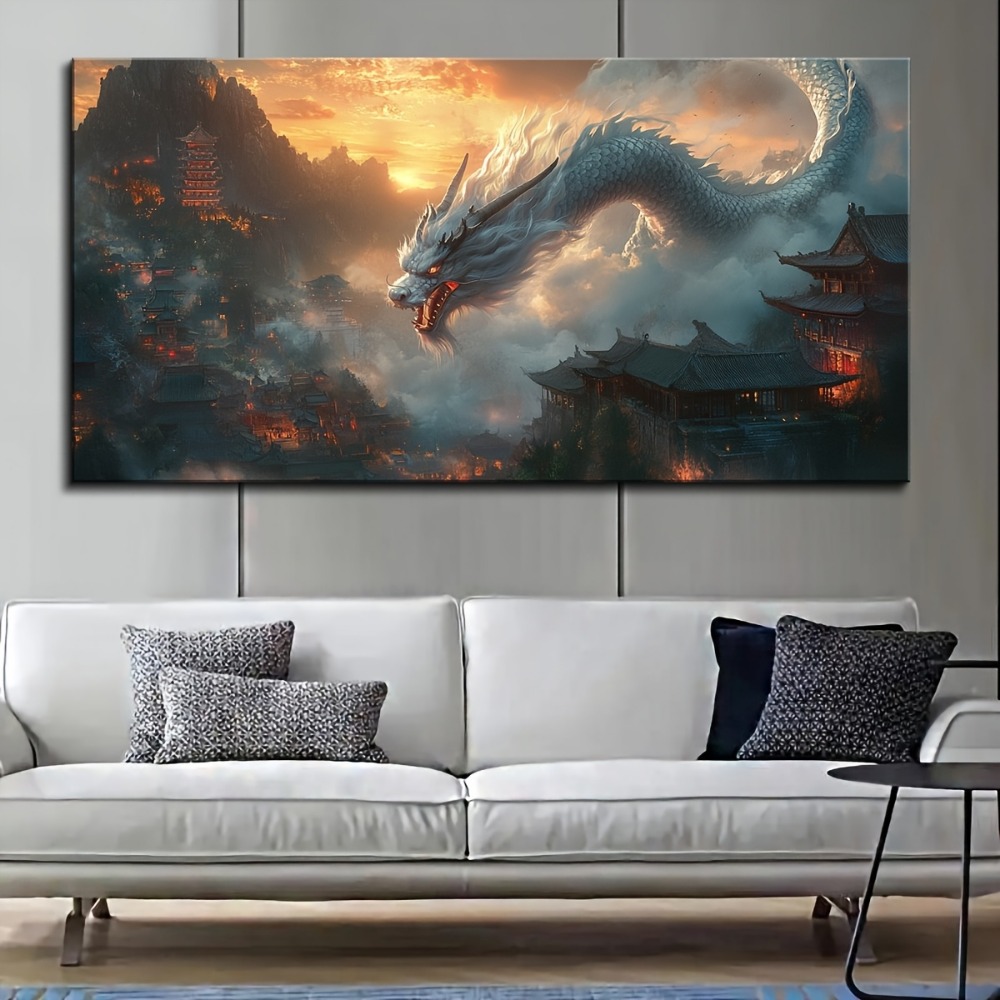 Vintage style Oriental Dragon  - Art Print Framed のレビューと価格
