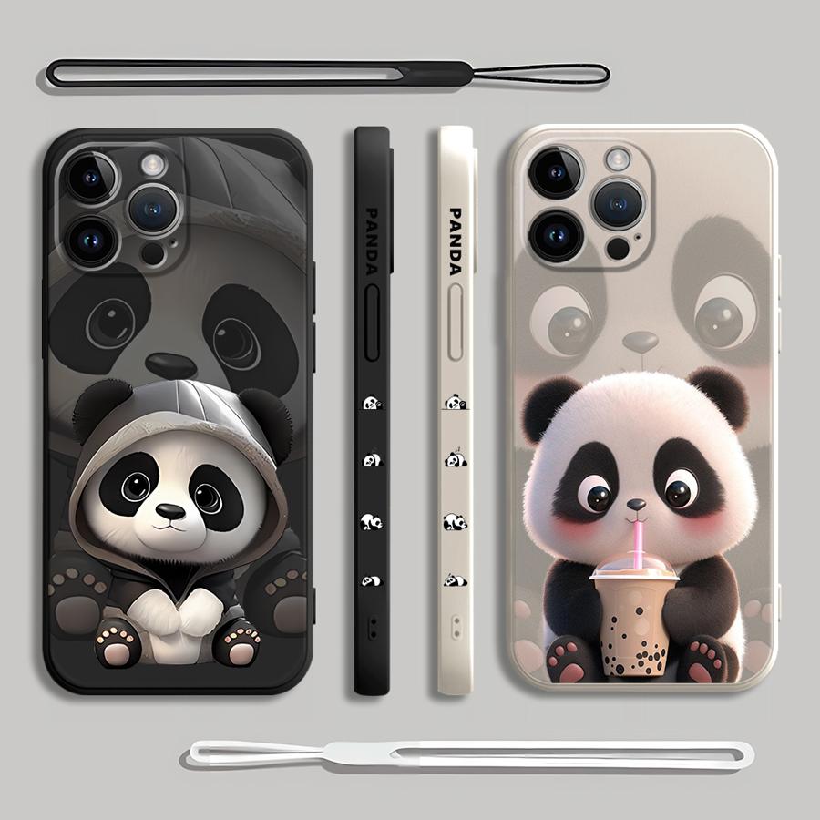 Cute Panda Phone Case for iPho - Lanyard Anime Logo のレビューと価格