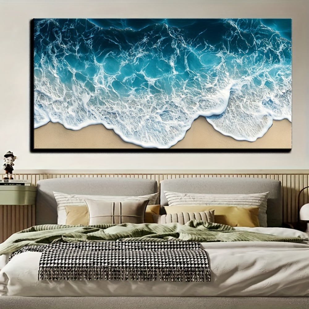 Blue wave texture print painti - Art Print Framed のレビューと価格