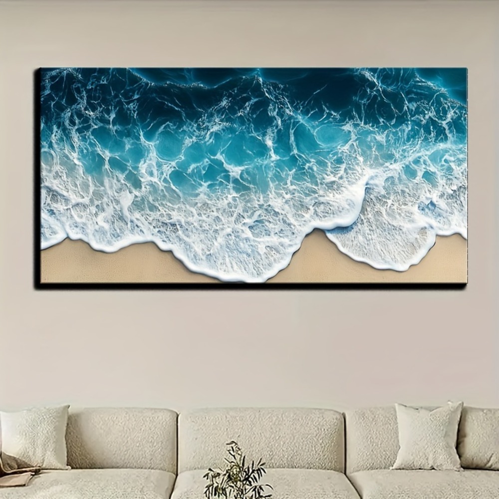 Blue wave texture print painti - Art Print Framed のレビューと価格