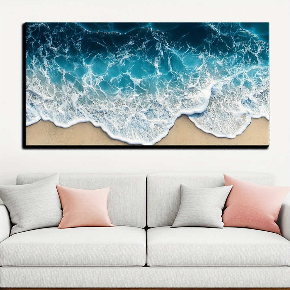 Blue wave texture print painti - Art Print Framed のレビューと価格