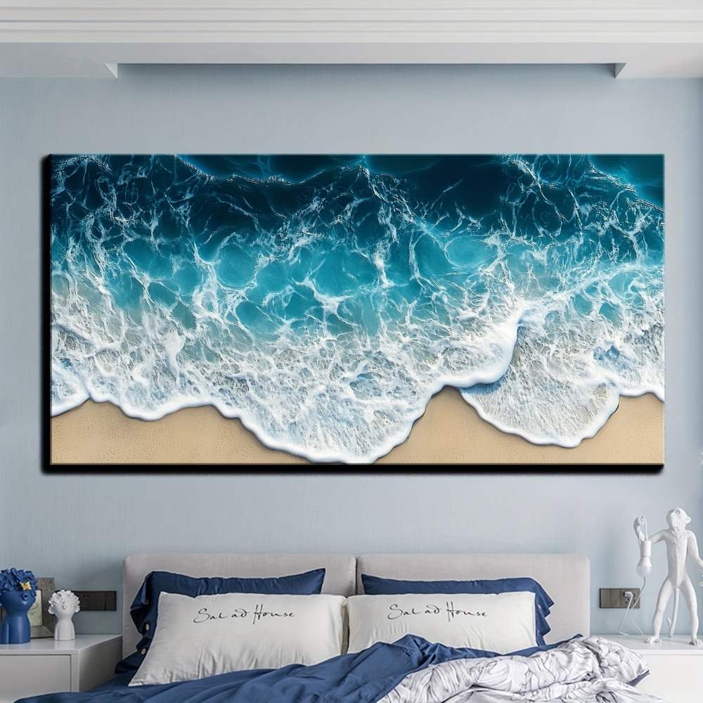 Blue wave texture print painti - Art Print Framed のレビューと価格