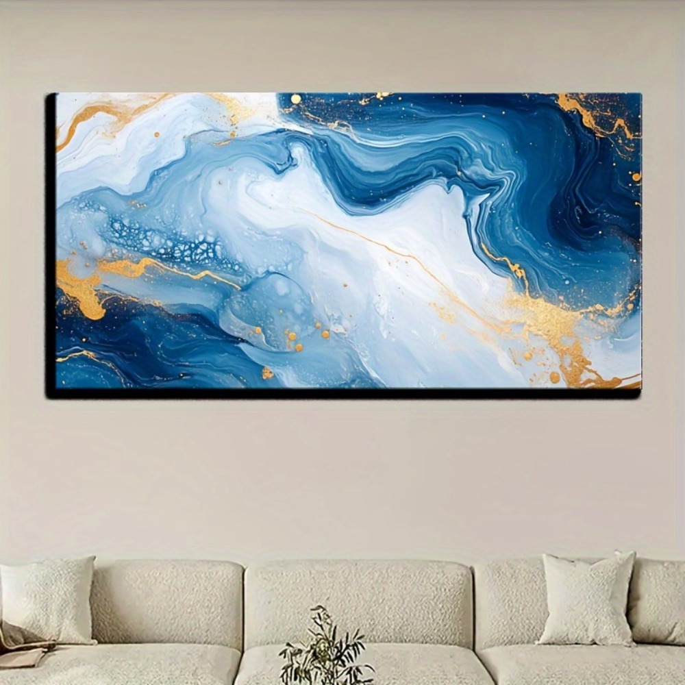 Solid wood frame Abstract blue - Art Print Framed のレビューと価格