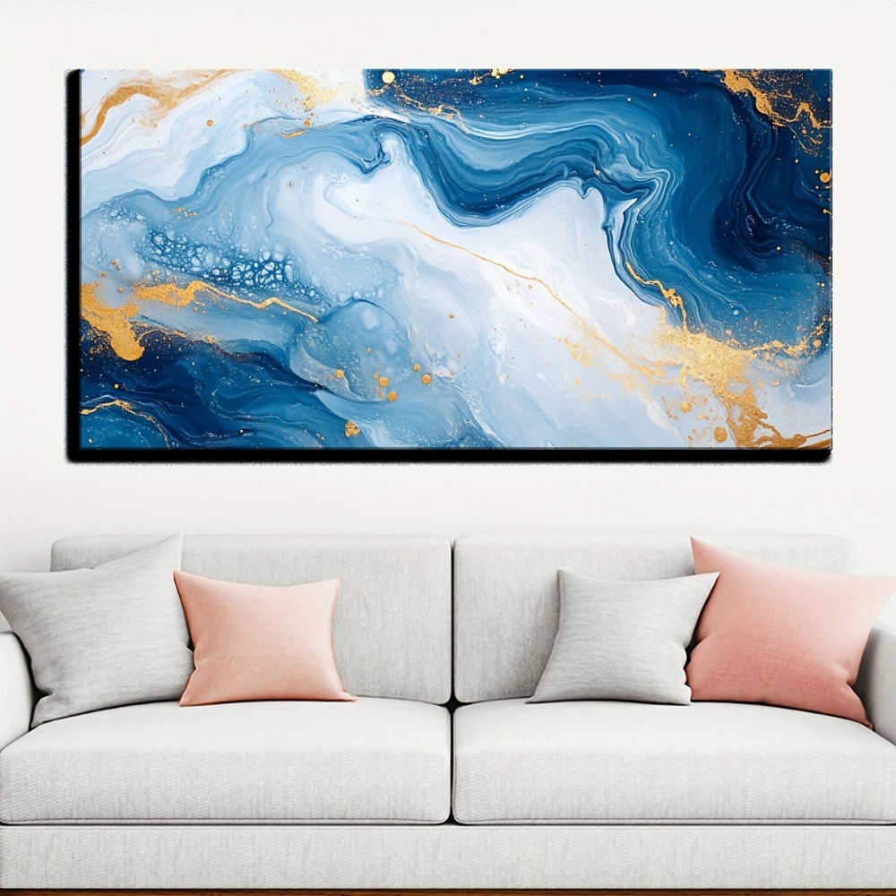 Solid wood frame Abstract blue - Art Print Framed のレビューと価格