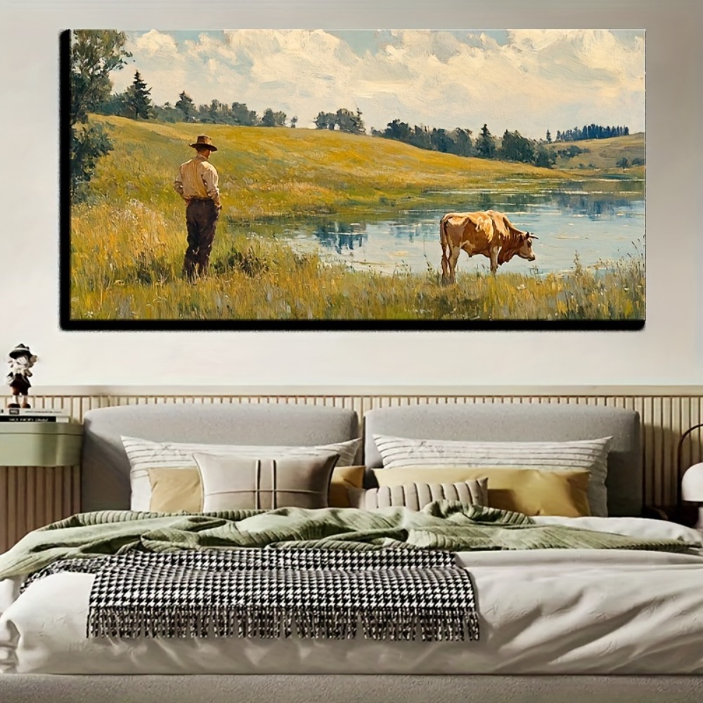 Natural landscape vintage oil  - Art Print Framed のレビューと価格