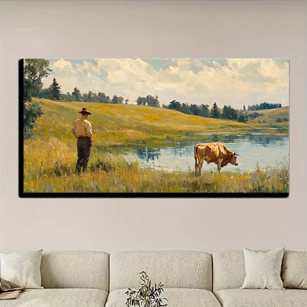 Natural landscape vintage oil  - Art Print Framed のレビューと価格