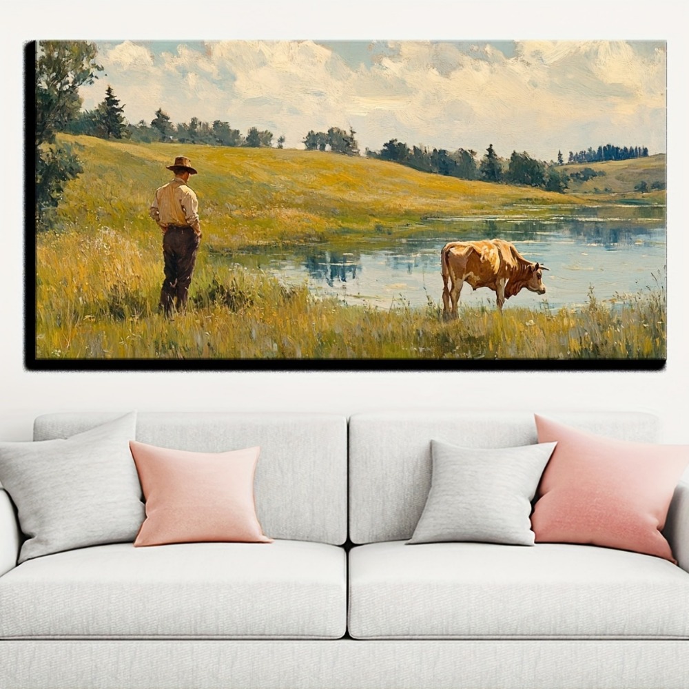 Natural landscape vintage oil  - Art Print Framed のレビューと価格