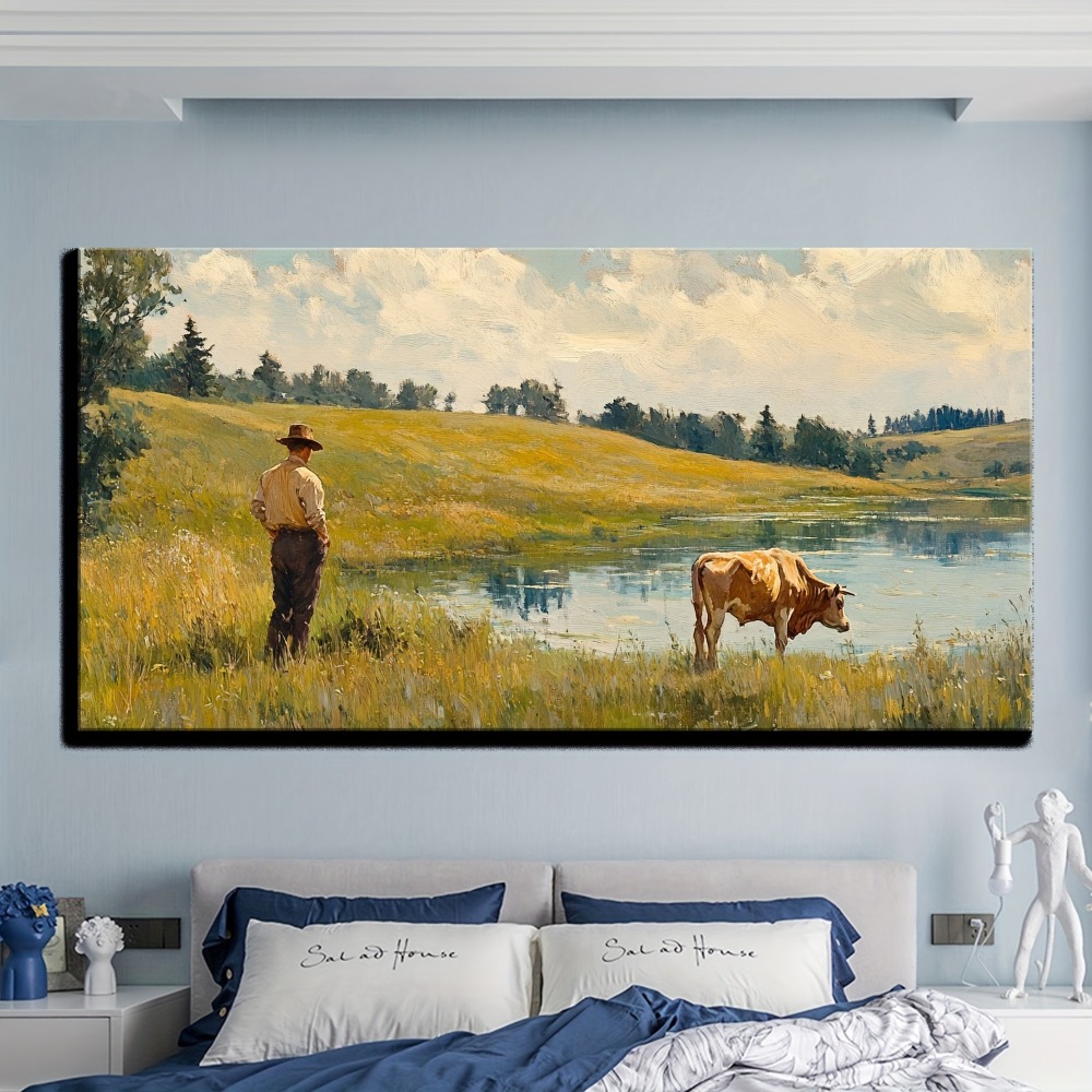 Natural landscape vintage oil  - Art Print Framed のレビューと価格